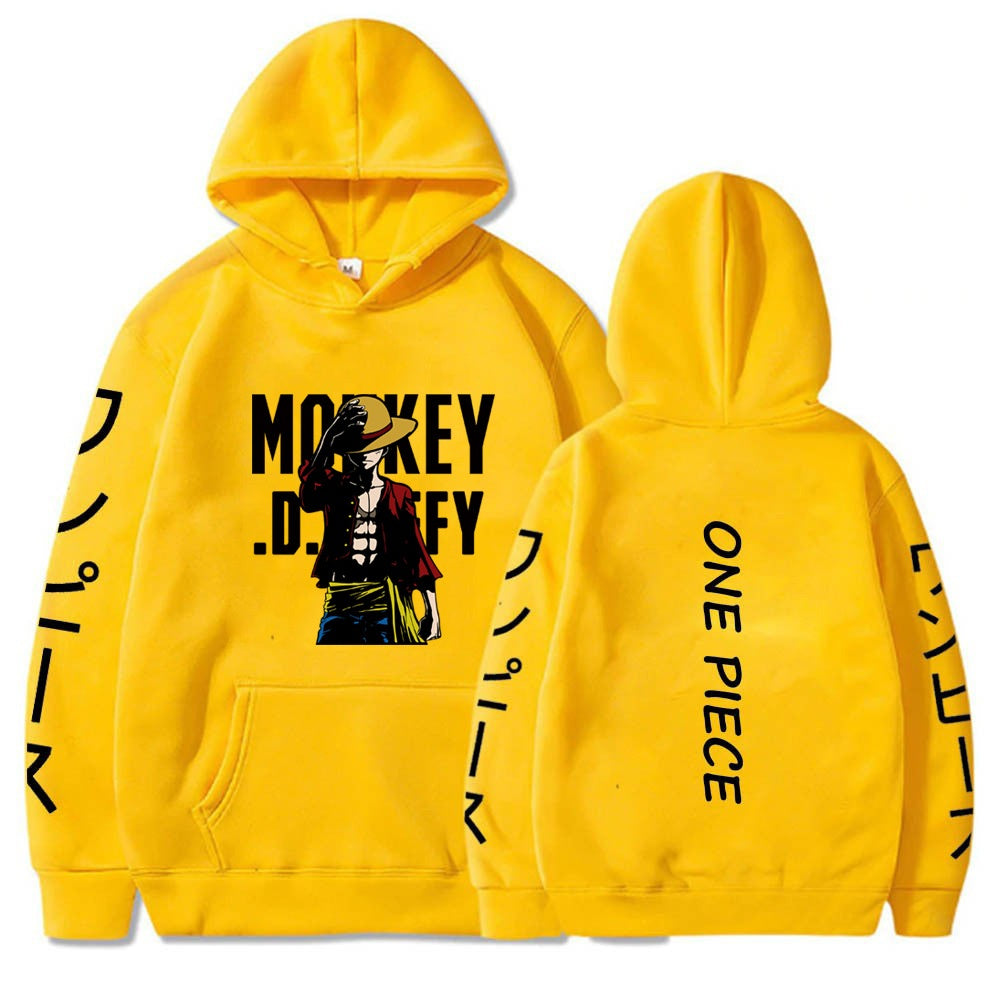 One Piece Luffy Printed Hooded Sweatshirt