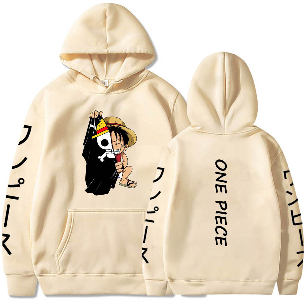 One Piece Luffy Printed Hooded Sweatshirt