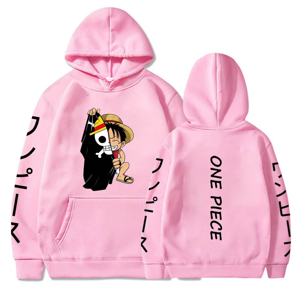 One Piece Luffy Printed Hooded Sweatshirt