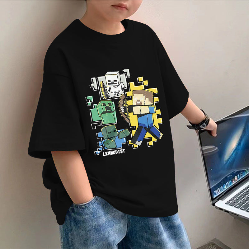 Pure Cotton Boys' New Minecraft Short Sleeve T-Shirt