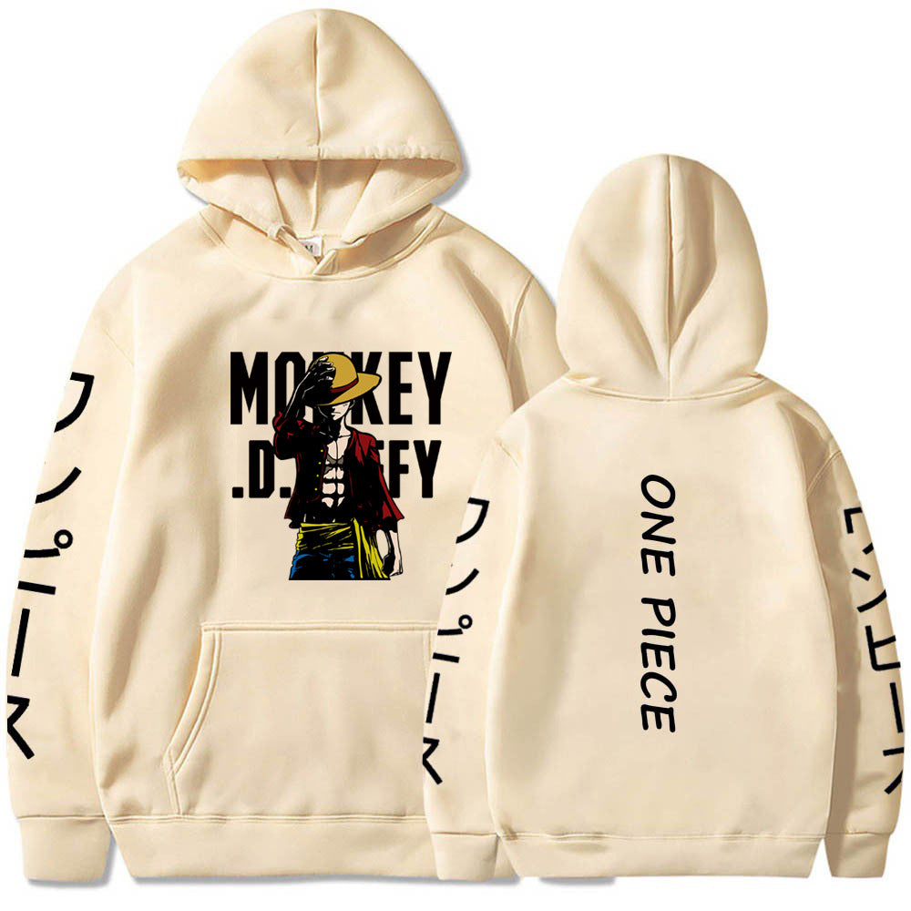 One Piece Luffy Printed Hooded Sweatshirt