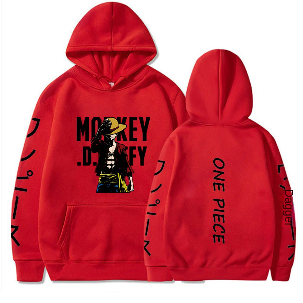 One Piece Luffy Printed Hooded Sweatshirt