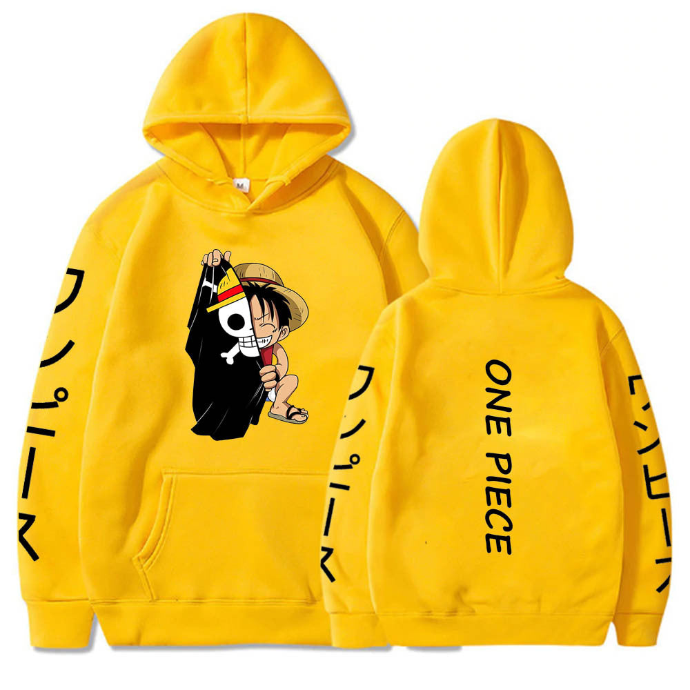 One Piece Luffy Printed Hooded Sweatshirt