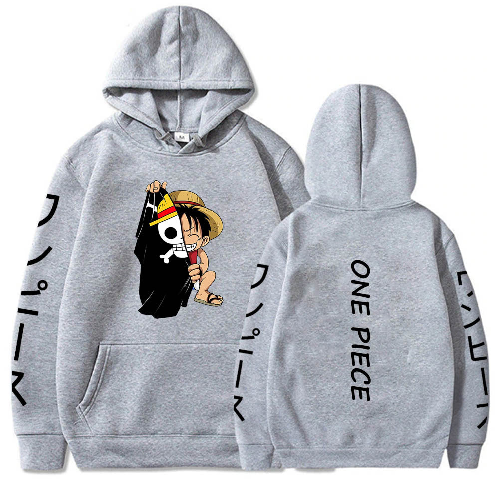 One Piece Luffy Printed Hooded Sweatshirt