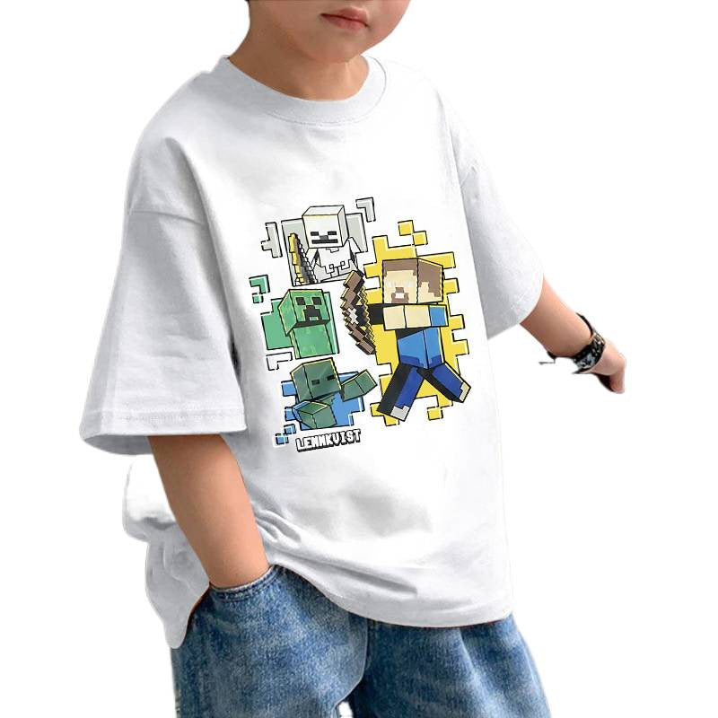Pure Cotton Boys' New Minecraft Short Sleeve T-Shirt
