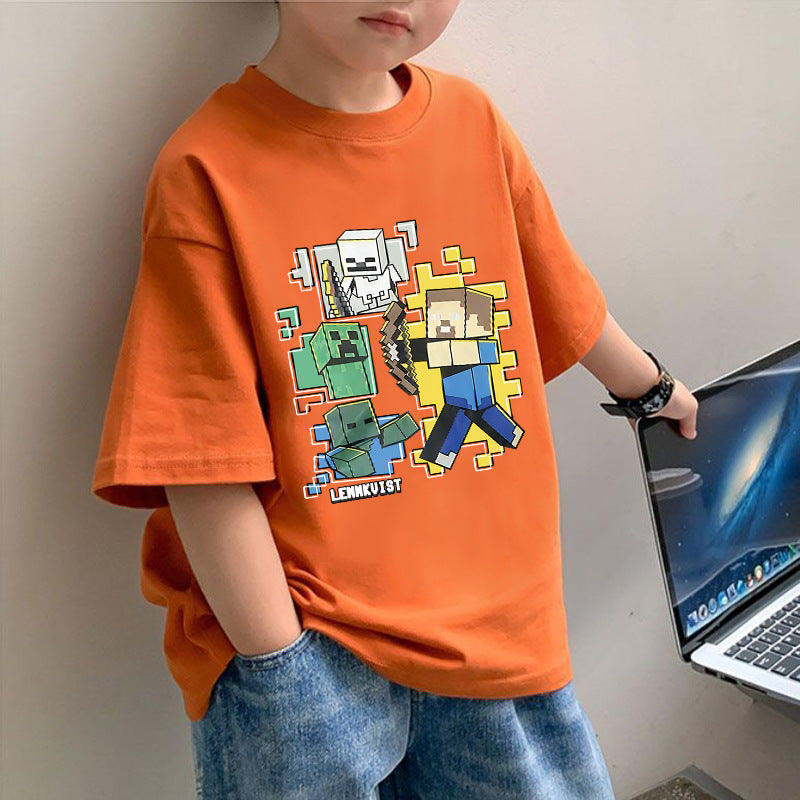 Pure Cotton Boys' New Minecraft Short Sleeve T-Shirt