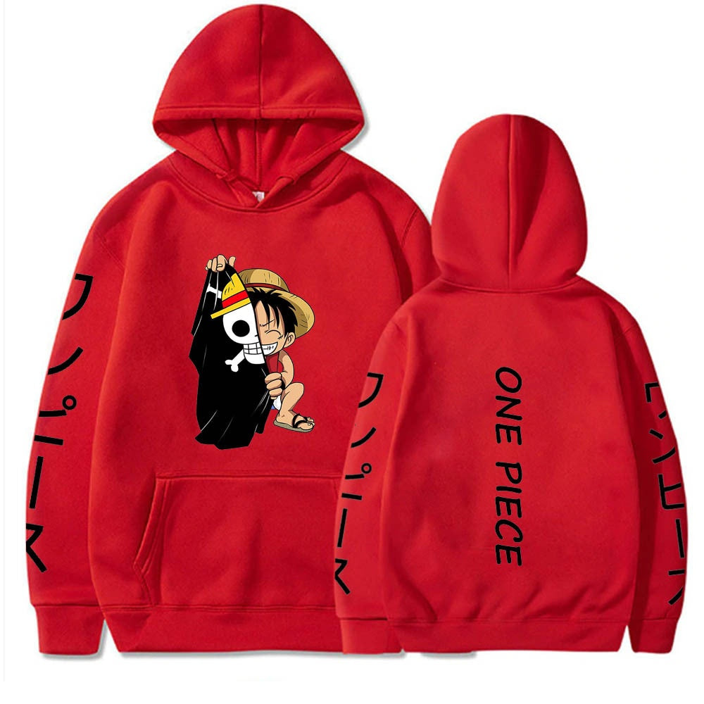 One Piece Luffy Printed Hooded Sweatshirt