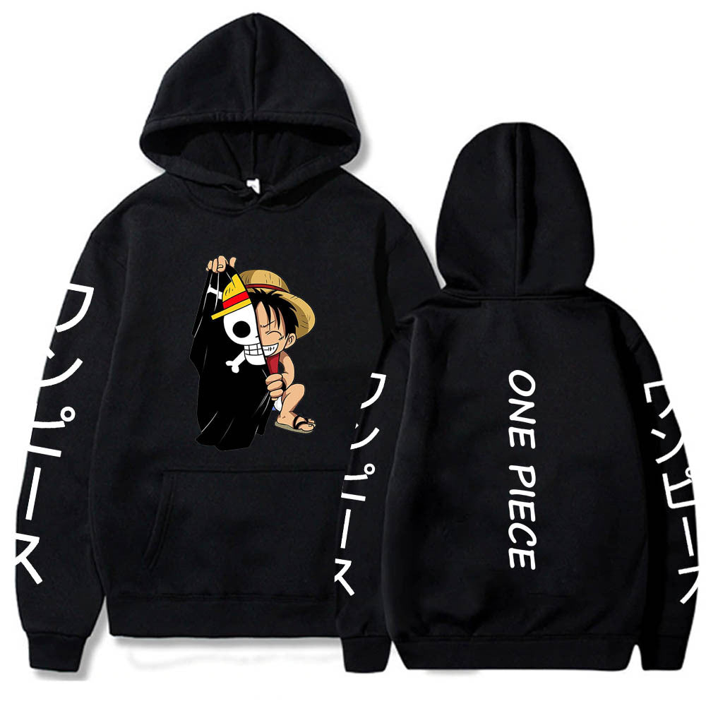 One Piece Luffy Printed Hooded Sweatshirt