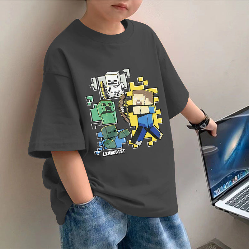 Pure Cotton Boys' New Minecraft Short Sleeve T-Shirt