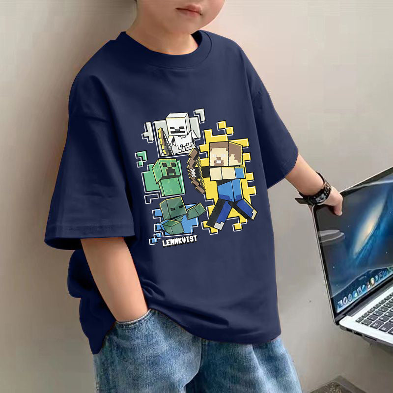Pure Cotton Boys' New Minecraft Short Sleeve T-Shirt